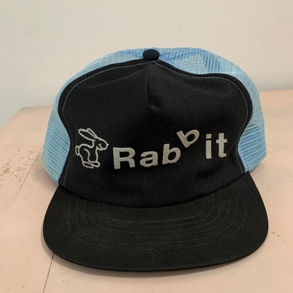 1970's vintage classic Rabbit blue and black trucker hat‎